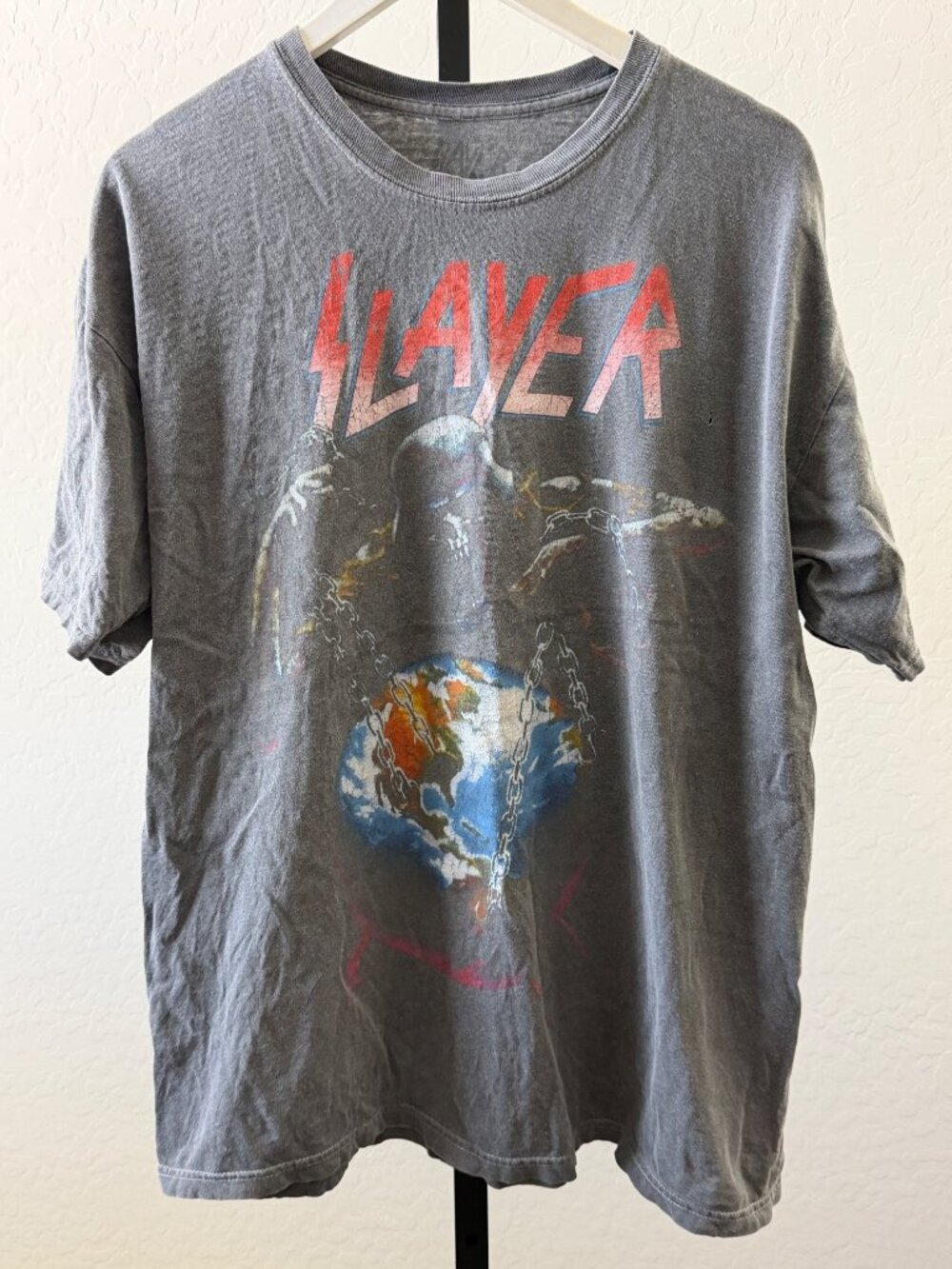 Slayer North American Intourvention Tour Grey Black fadded T-shirt